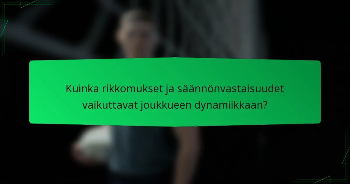Kuinka rikkomukset ja säännönvastaisuudet vaikuttavat joukkueen dynamiikkaan?